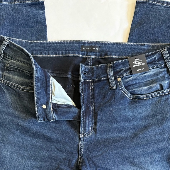 Silver Jeans Suki Curvy Fit Straight Leg Indigo Size 18W - Picture 3 of 5